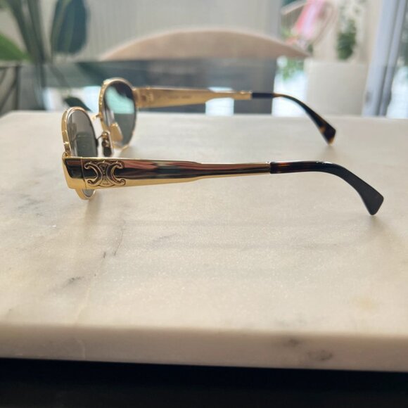 Lunette de Soleil Celine Triomphe Métal 01 Doré Vert - Picture 4 of 4